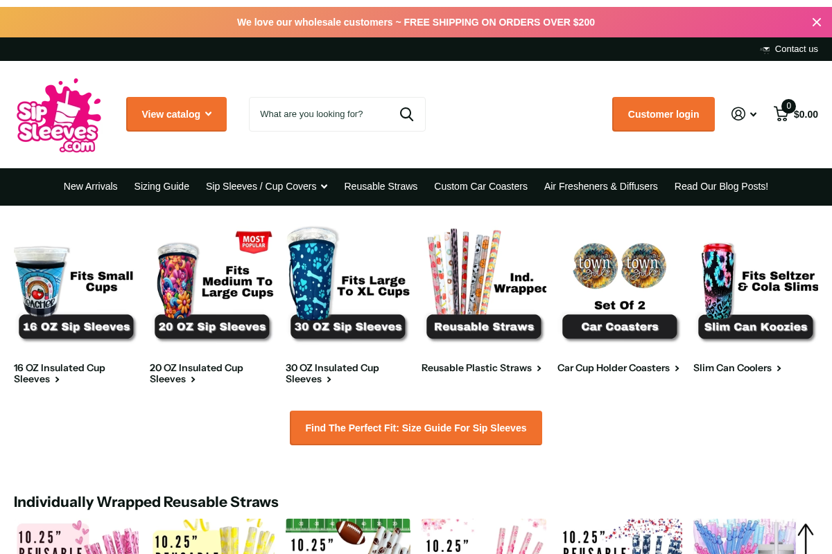 Sip Sleeves homepage screenshot