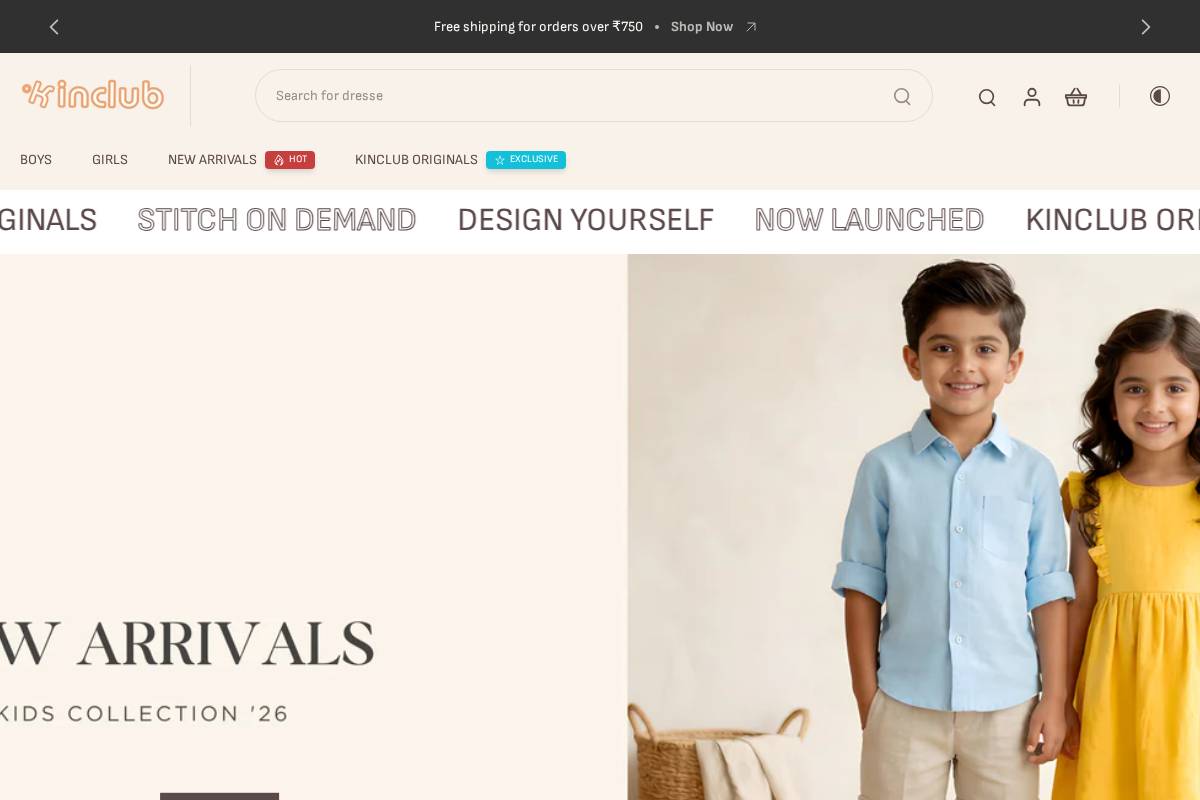 kinclub.in homepage screenshot