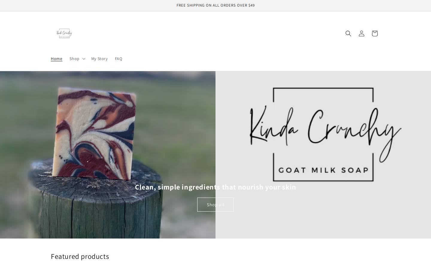 kindacrunchygoatmilksoap.com homepage screenshot