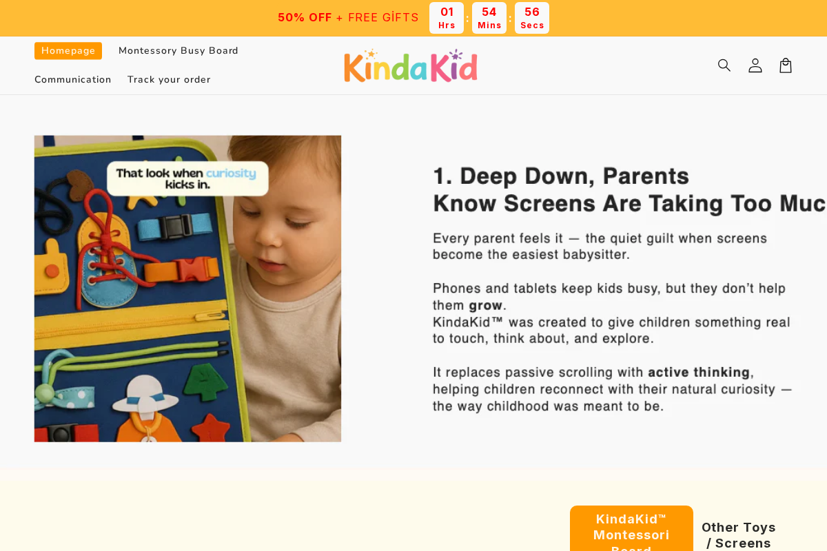 KindaKid homepage screenshot