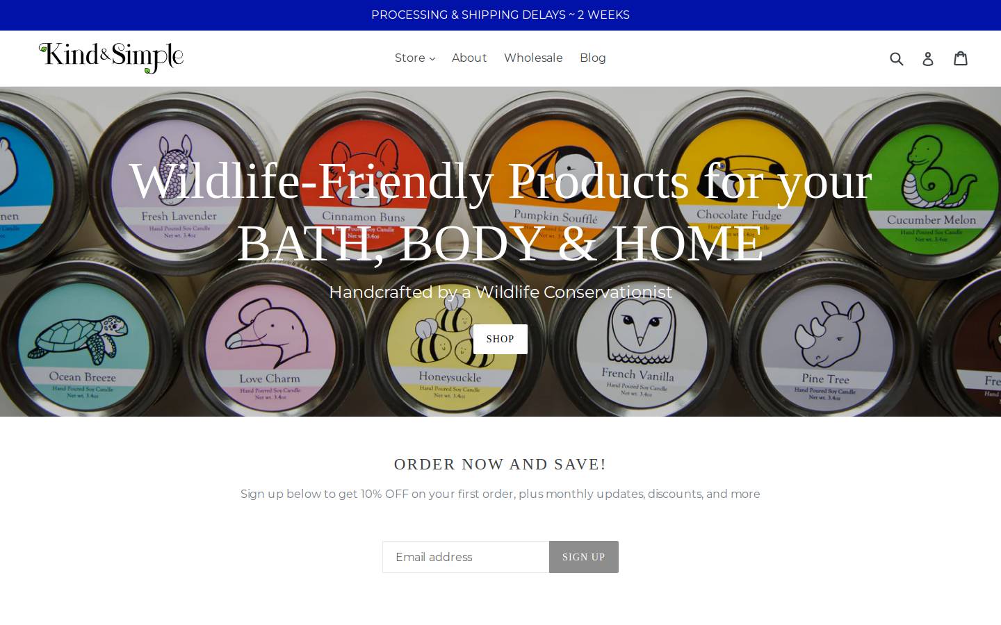 kindandsimple.store homepage screenshot
