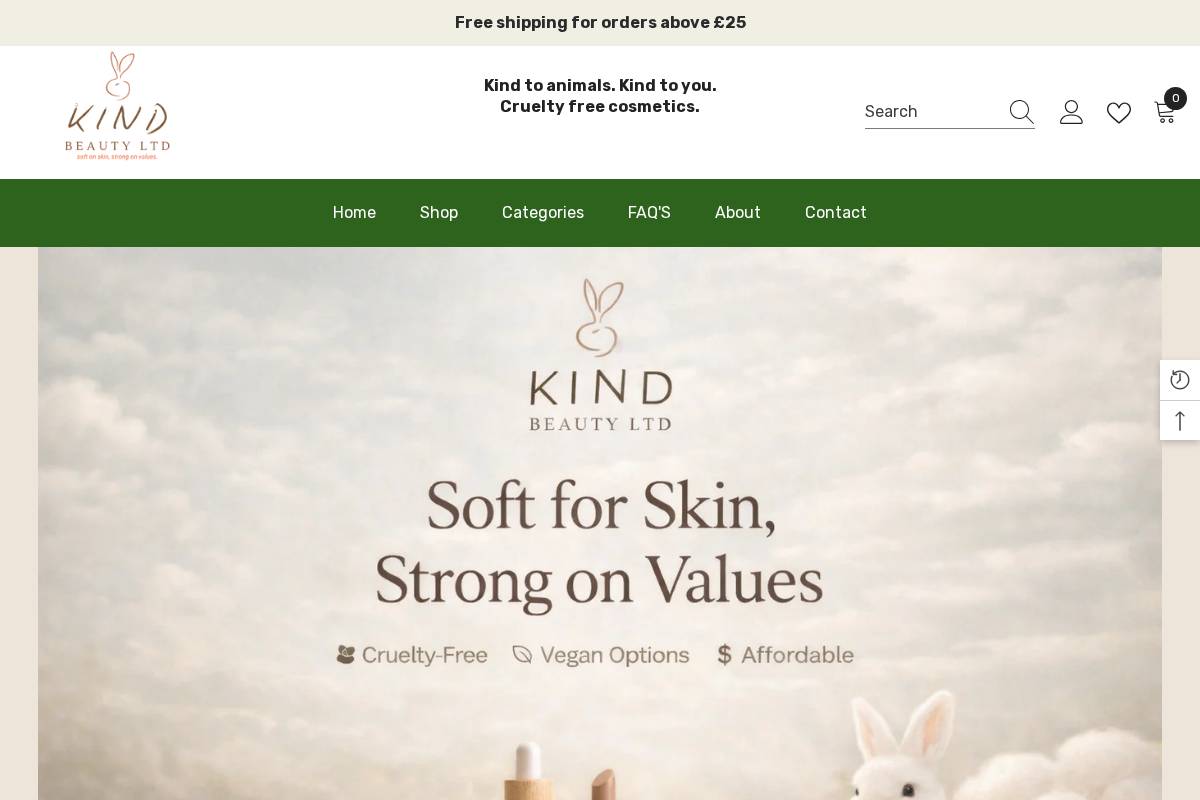 Kindbeauty homepage screenshot