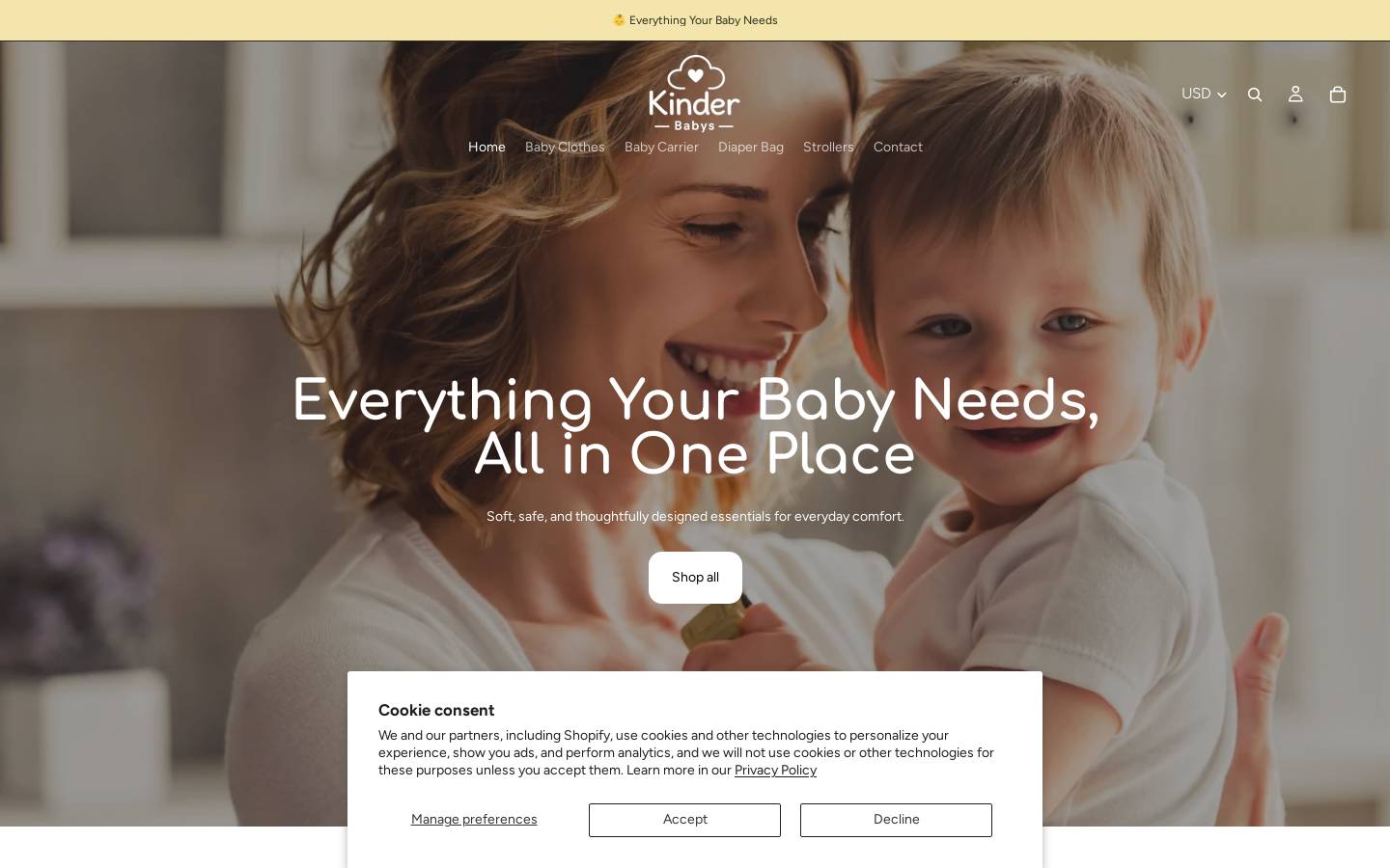 kinderbabys.com homepage screenshot