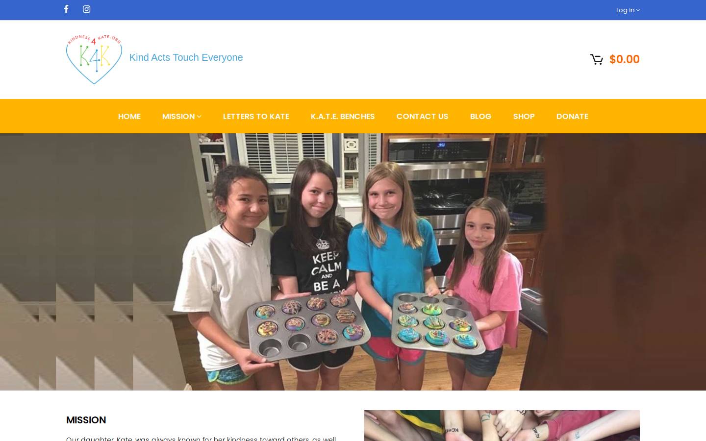 kindness4kate.org homepage screenshot