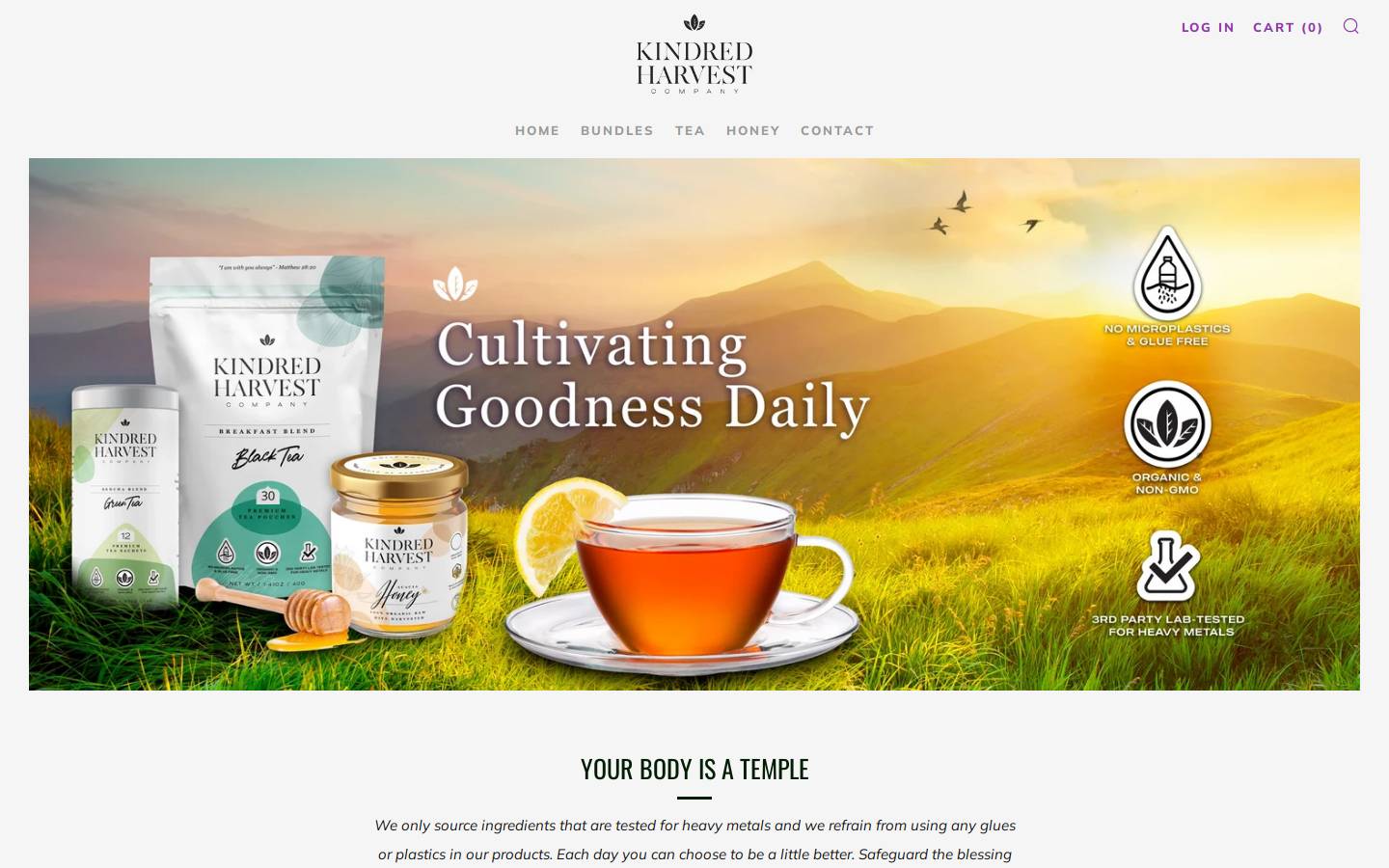 kindredharvest.co homepage screenshot