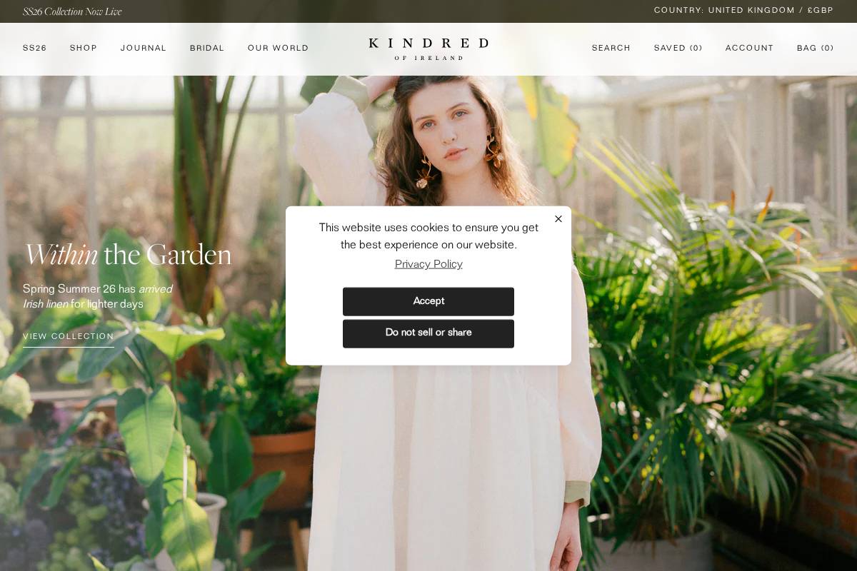 Kindredofireland homepage screenshot