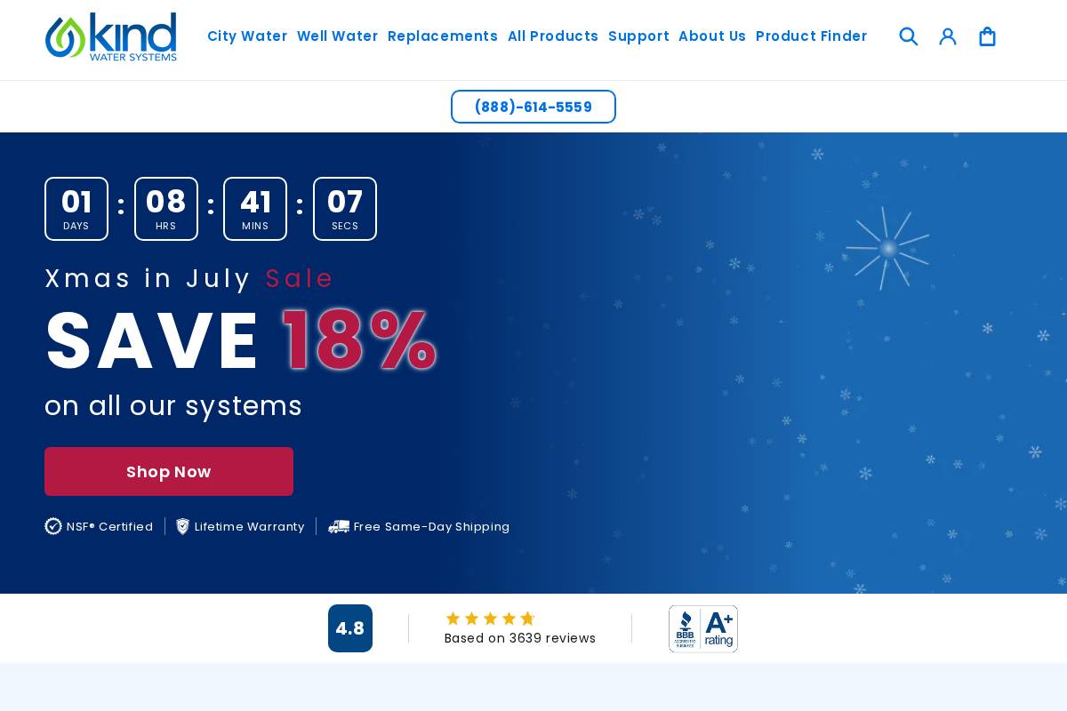 Kind Water Systems homepage screenshot
