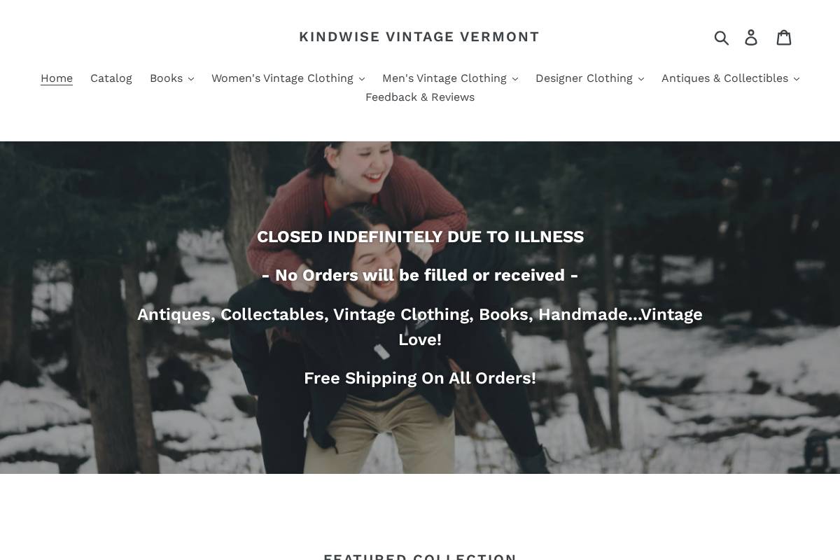 kindwisevintagevermont.com homepage screenshot