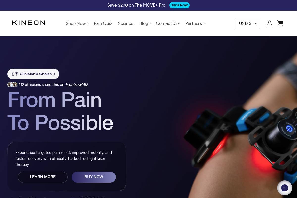 Kineon Labs homepage screenshot