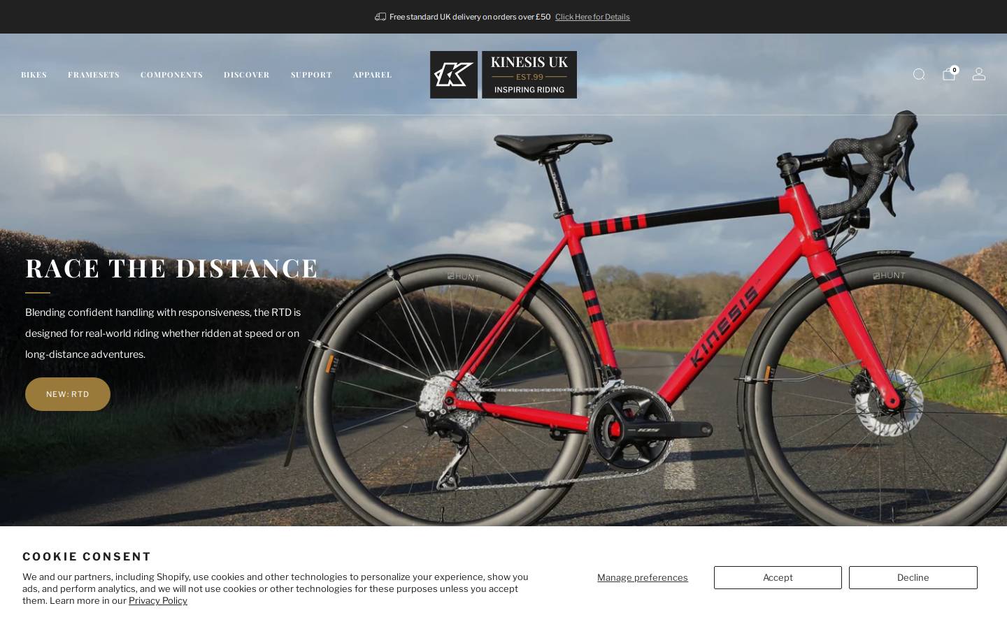 Kinesis UK homepage screenshot