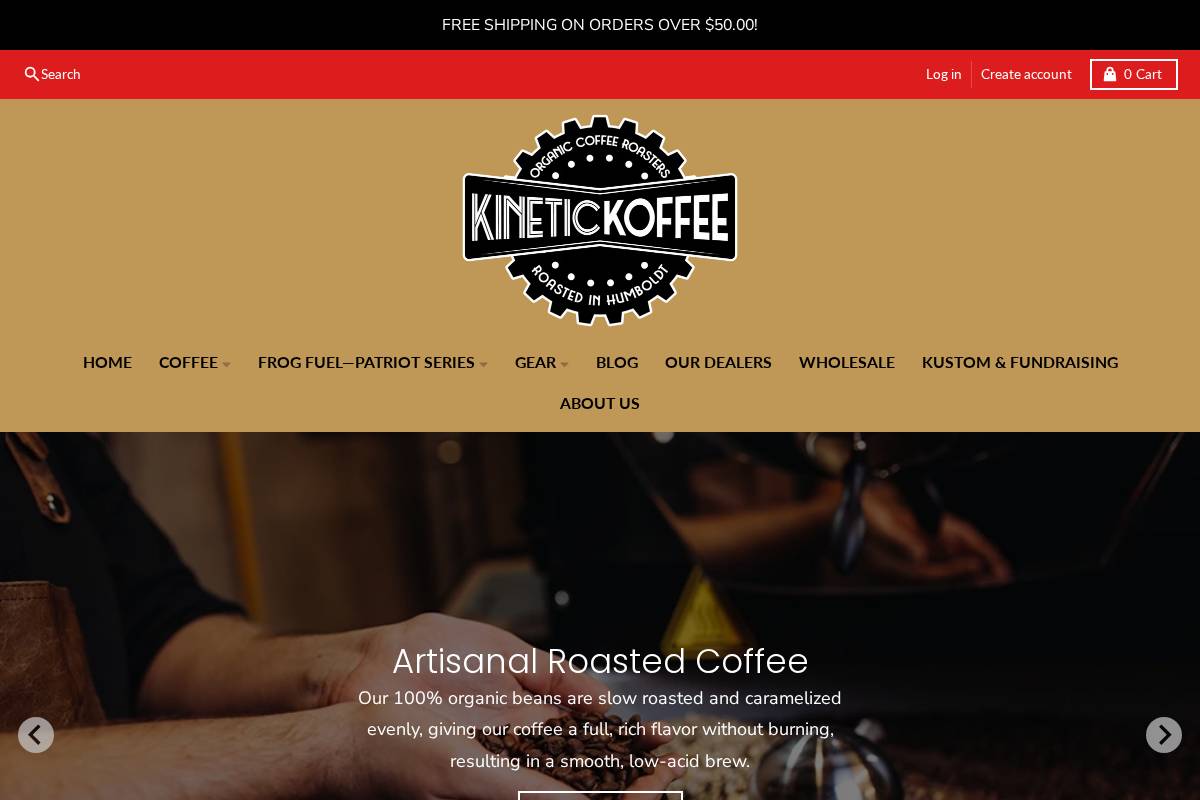 kinetic-koffee.com homepage screenshot