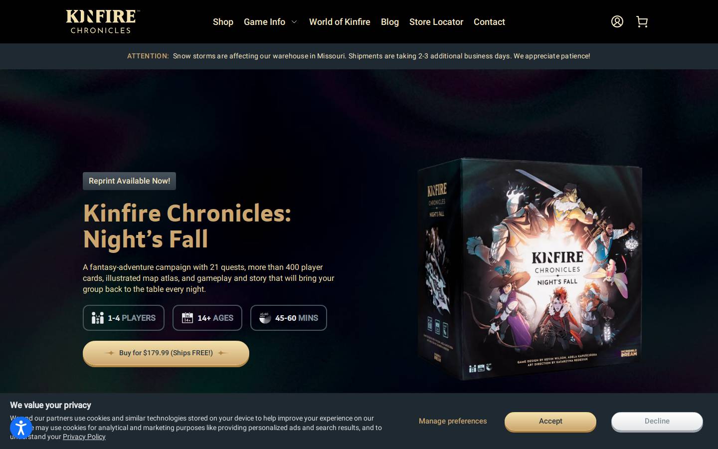 kinfirechronicles.com homepage screenshot