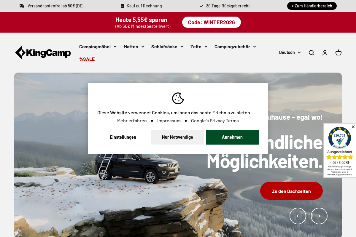 KingCamp homepage screenshot