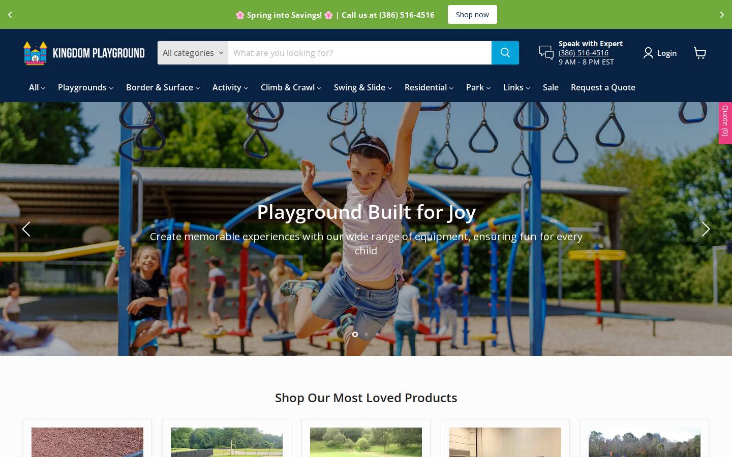 Kingdom Playground homepage screenshot