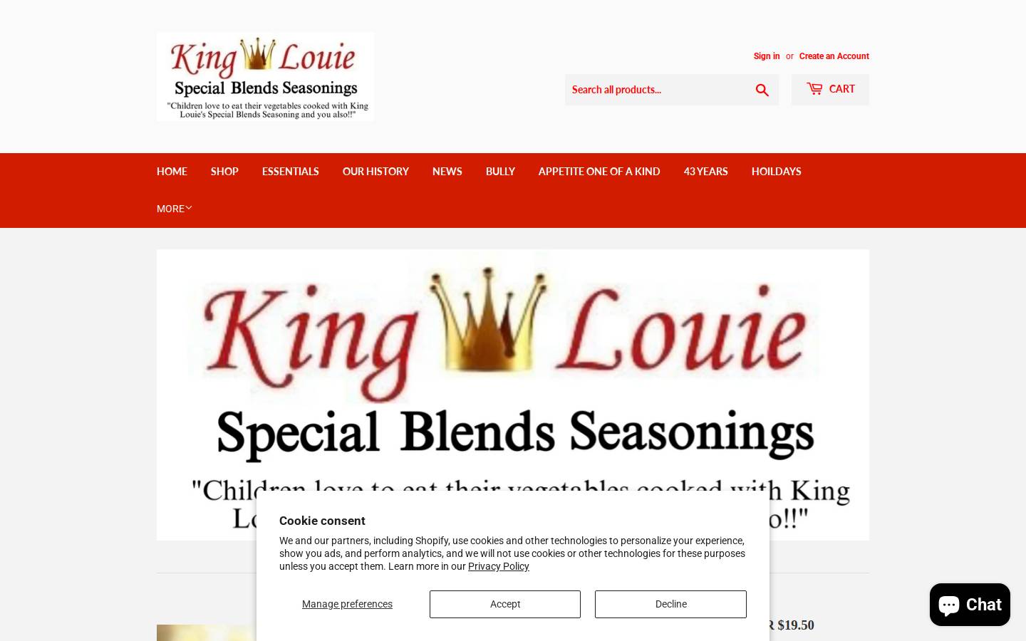 kinglouiespecialblend.com homepage screenshot