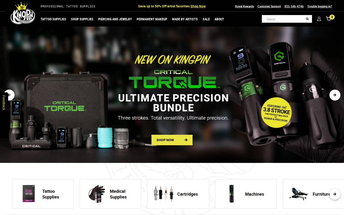 Kingpin Tattoo Supply homepage screenshot