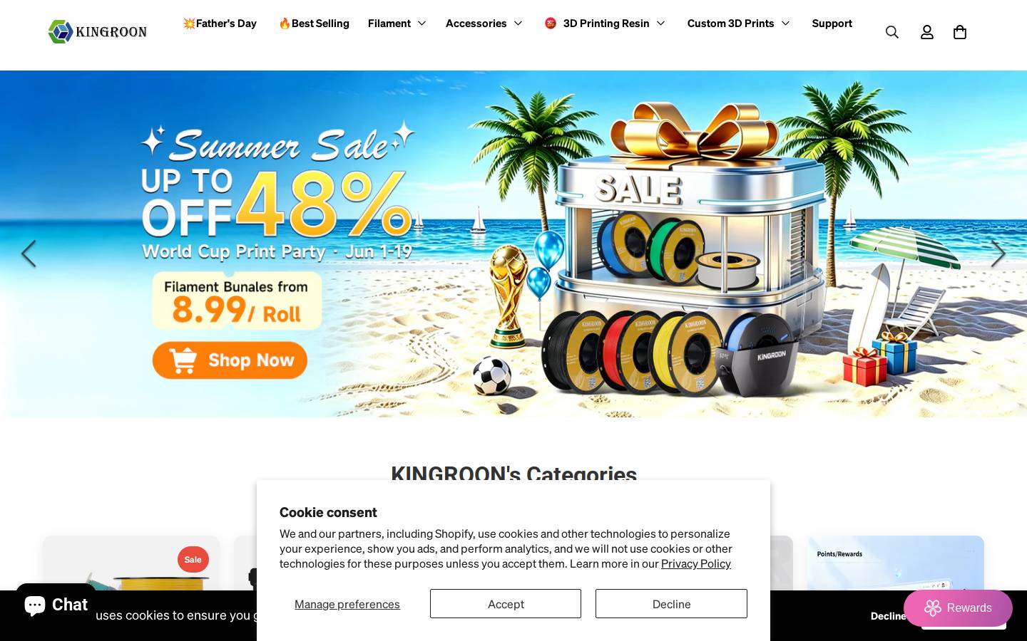 kingroon.com homepage screenshot