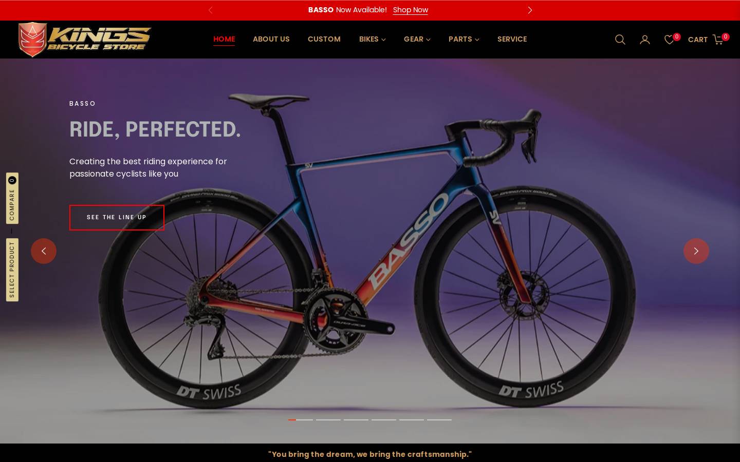 kingsbicyclestore.com homepage screenshot
