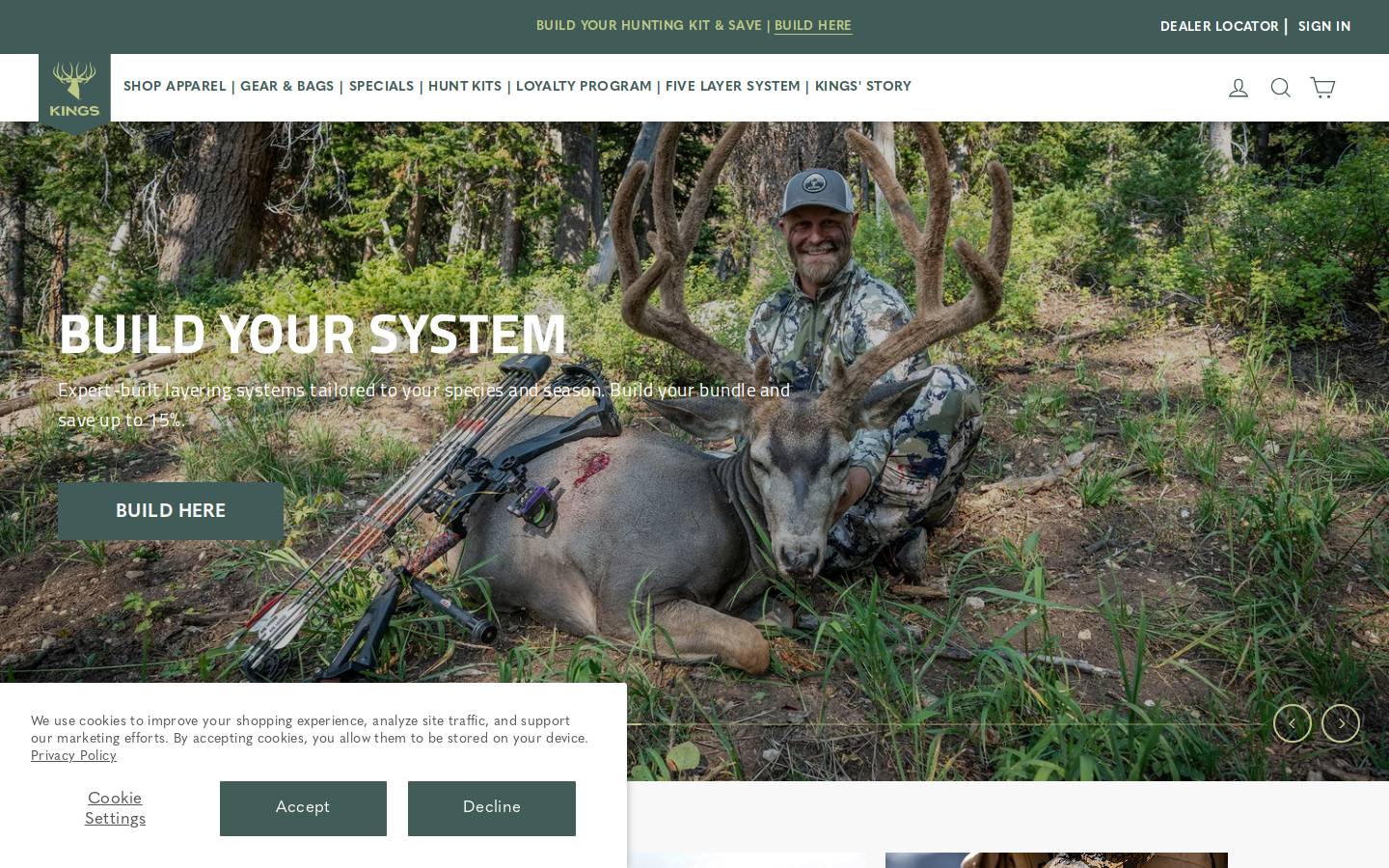 King's Camo homepage screenshot