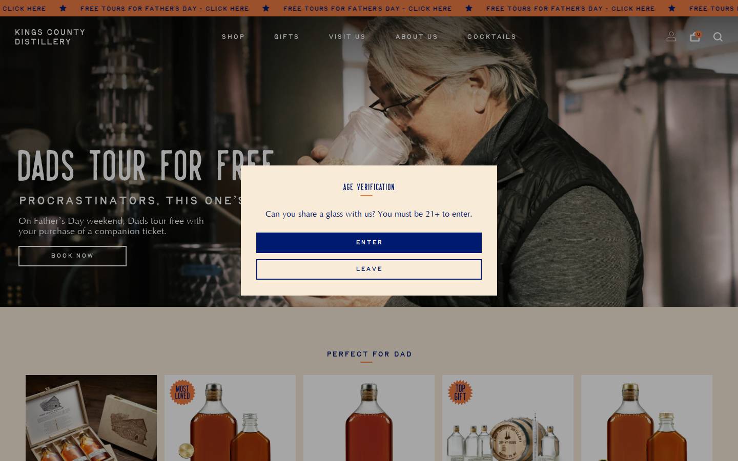 kingscountydistillery.com homepage screenshot
