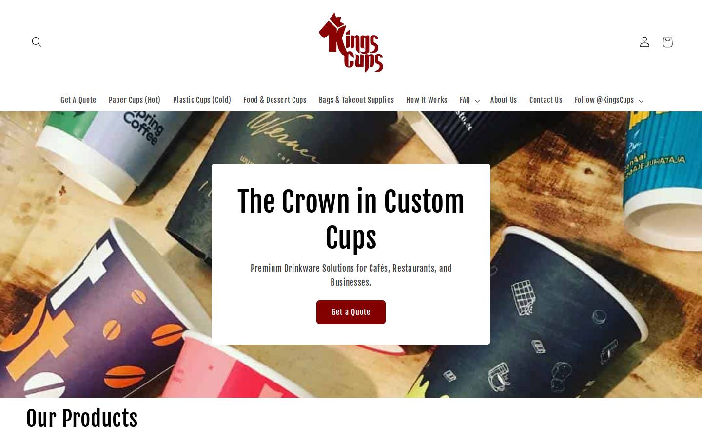 Kings Cups homepage screenshot