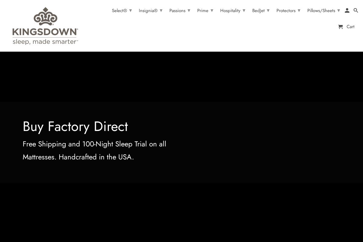 Kingsdown Mattress homepage screenshot