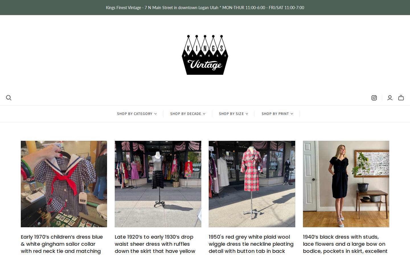 kingsfinestvintage.com homepage screenshot