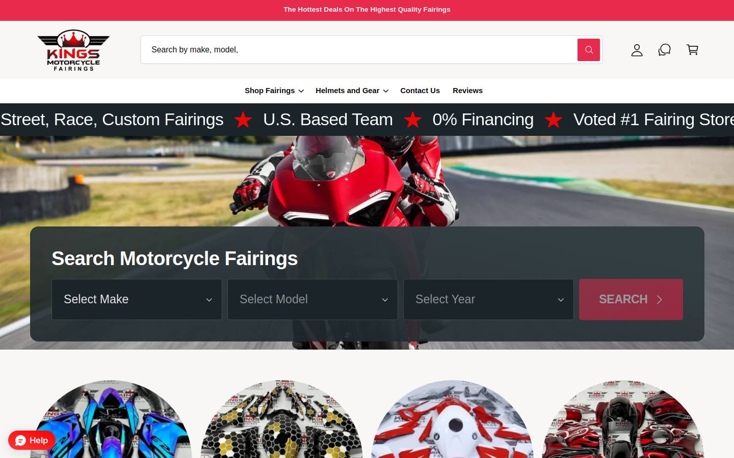 kingsmotorcyclefairings.com homepage screenshot