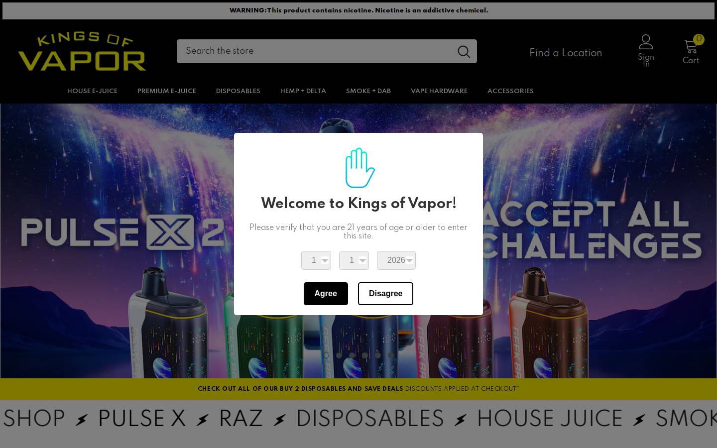 kingsofvapor.com homepage screenshot