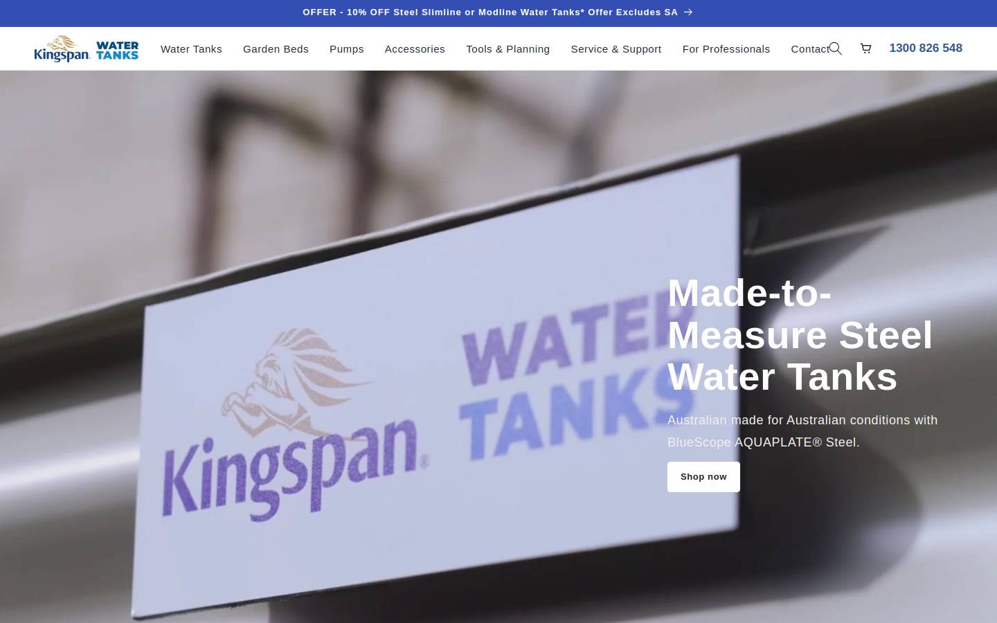 kingspanwatertanks.com.au homepage screenshot