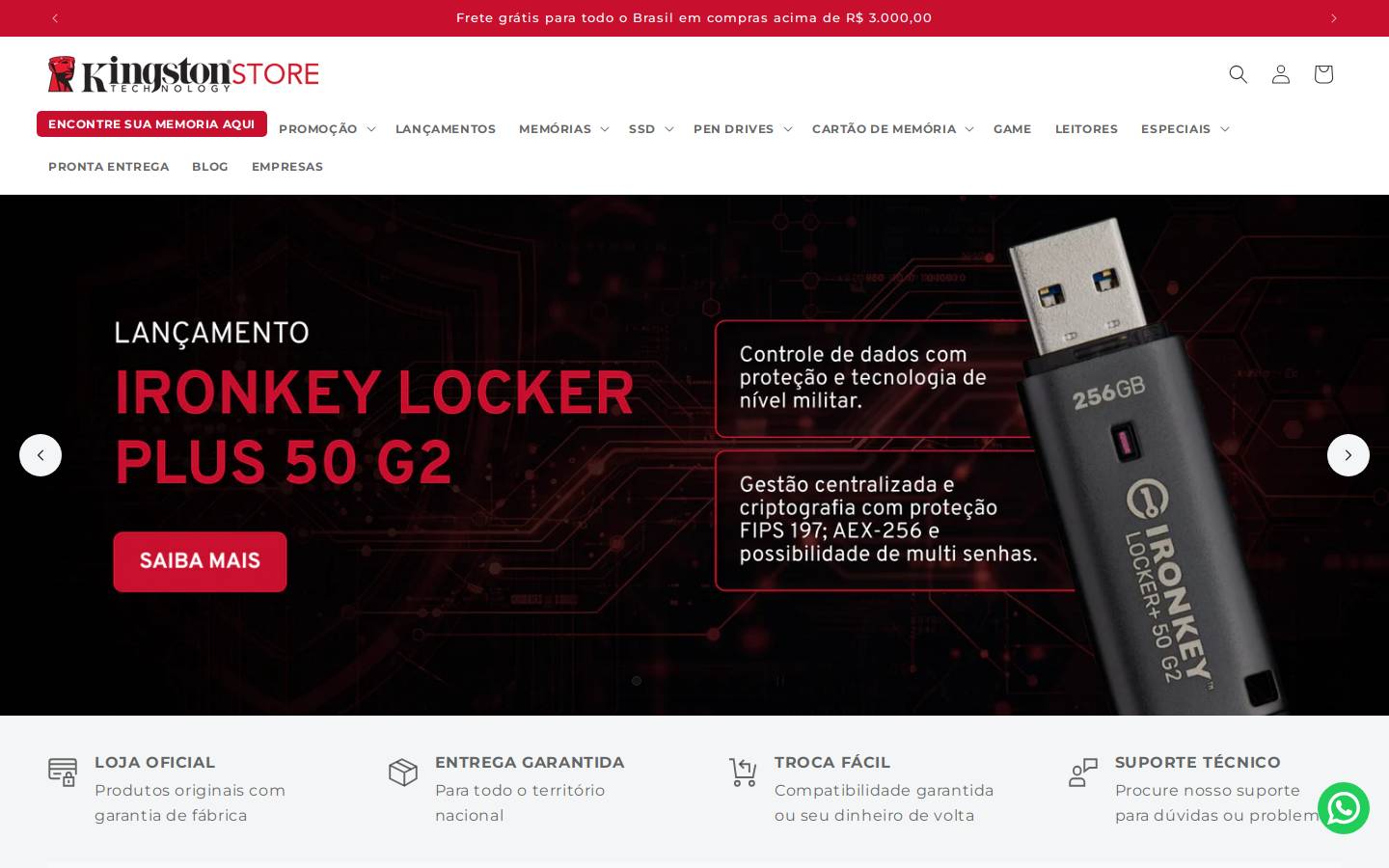 kingstonstore.com.br homepage screenshot