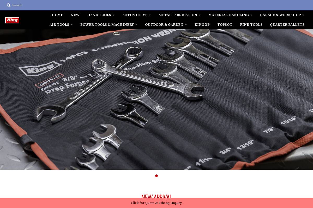 kingtoolsandequipment.com homepage screenshot