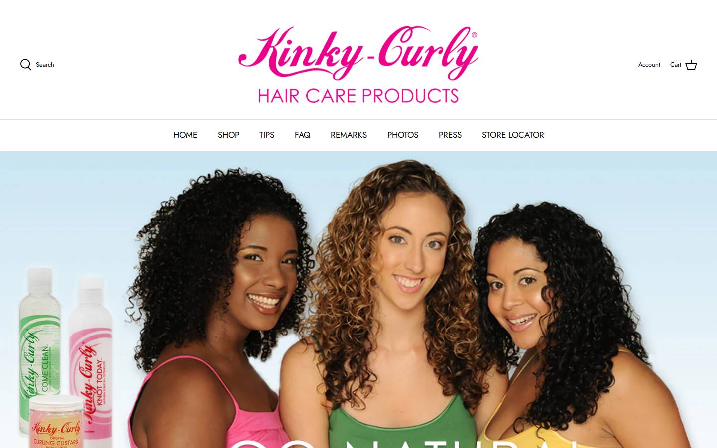 Kinky Curly Hair Products - Home homepage screenshot