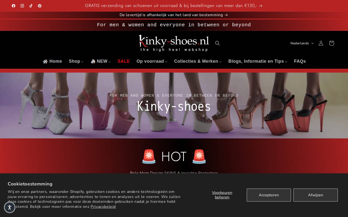 Kinky-shoes | the high heel webshop homepage screenshot