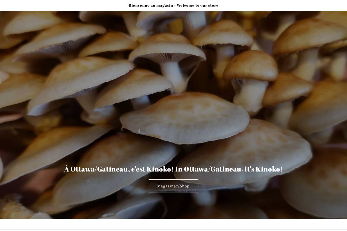 kinokomushrooms.ca homepage screenshot