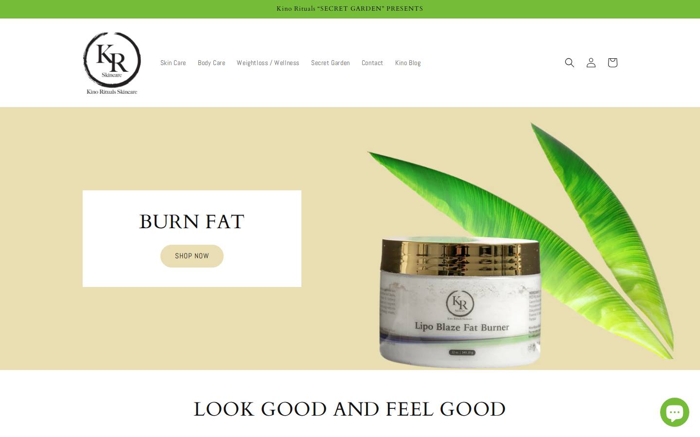 kinoritualsskincare.com homepage screenshot