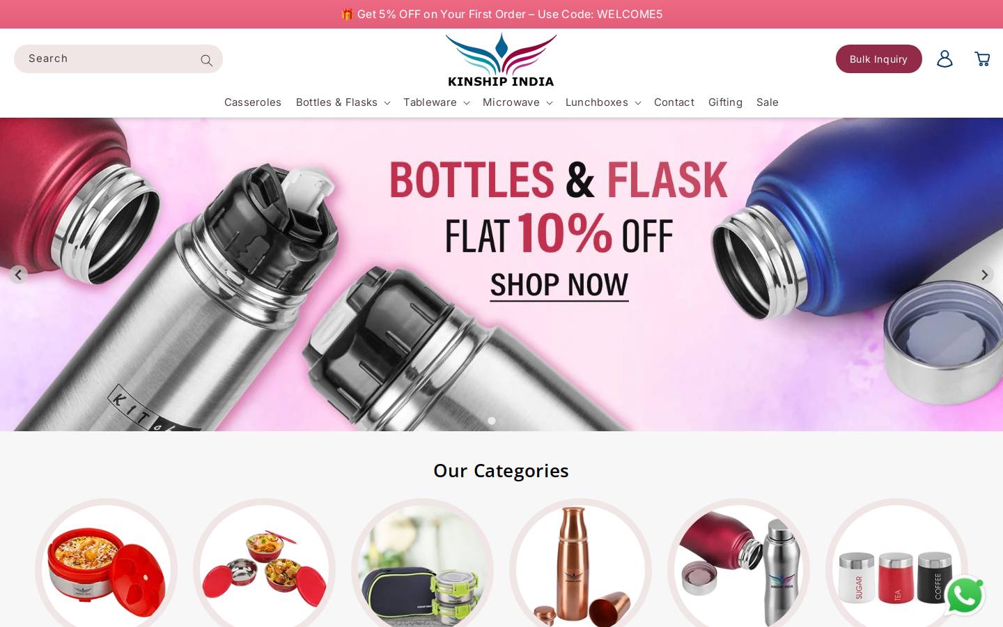 kinshipindia.com homepage screenshot