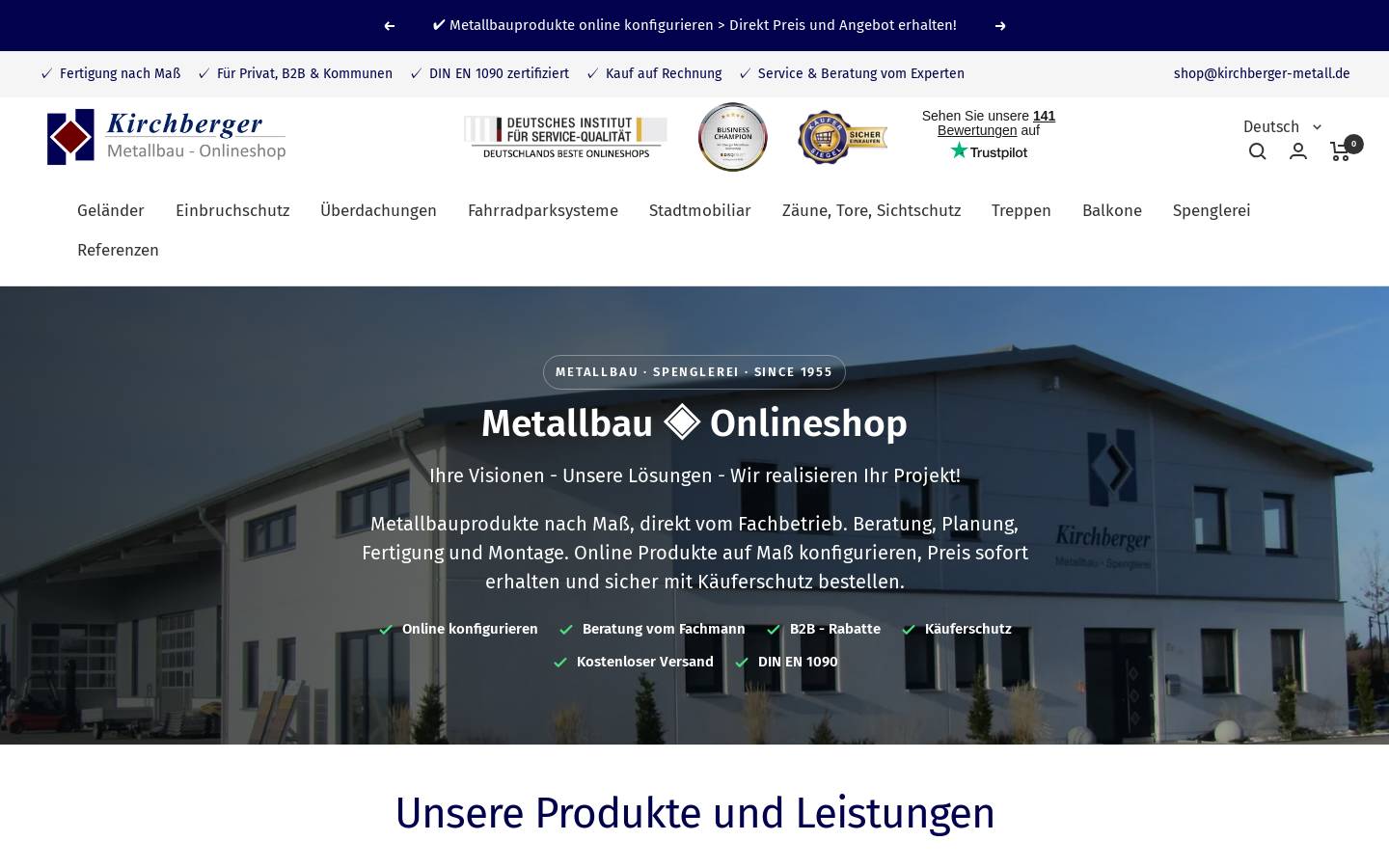 Kirchberger Metall homepage screenshot