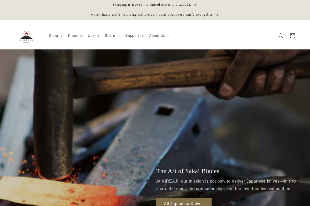 KIREAJI homepage screenshot