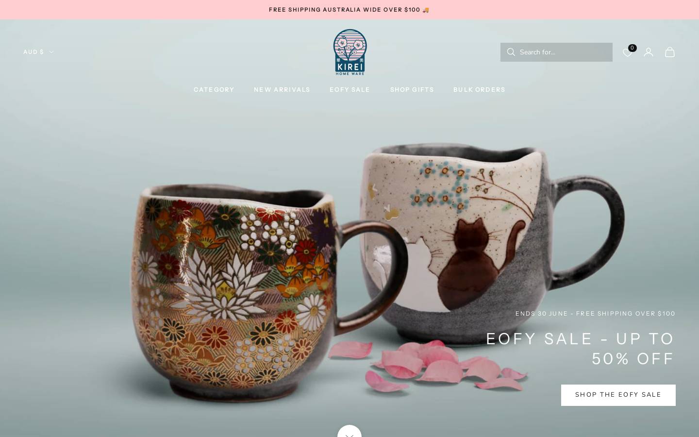 Kireihomeware homepage screenshot