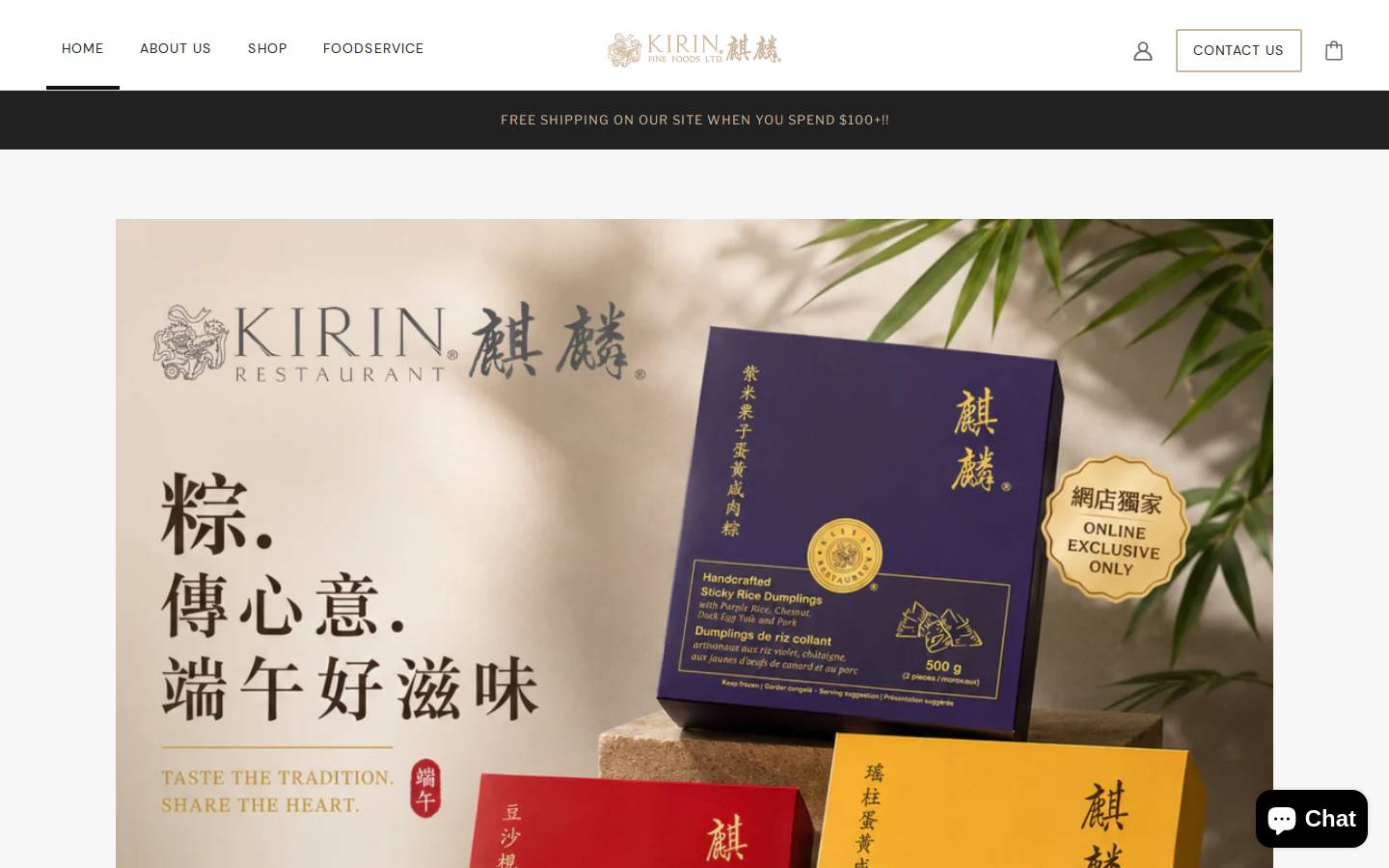 kirinfinefoods.com homepage screenshot