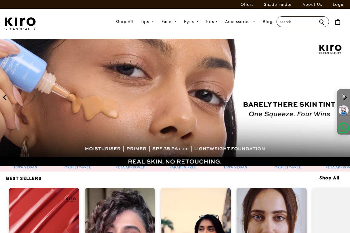 kirobeauty.com homepage screenshot