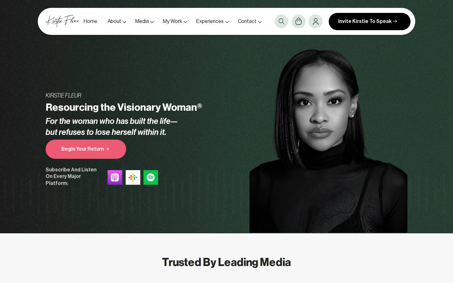 kirstiefleur.com homepage screenshot
