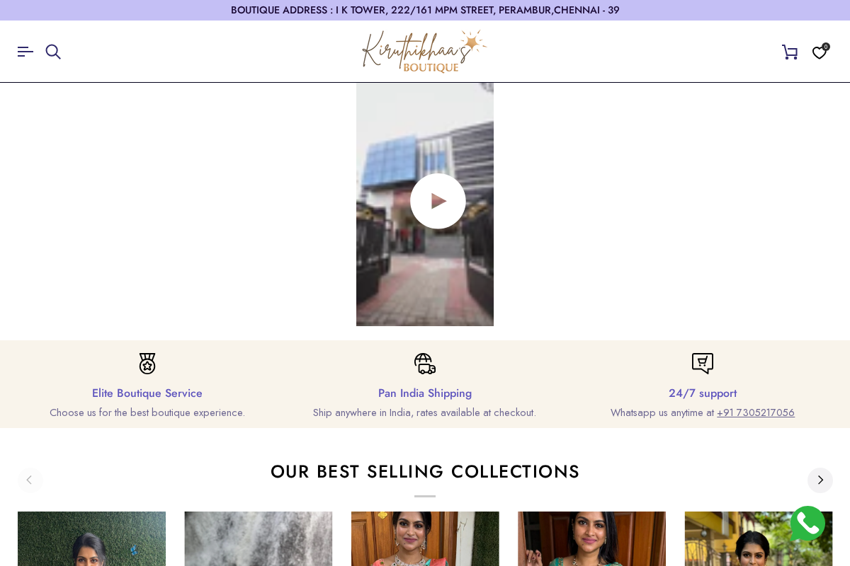 KIRUTHIKHAA'S BOUTIQUE homepage screenshot