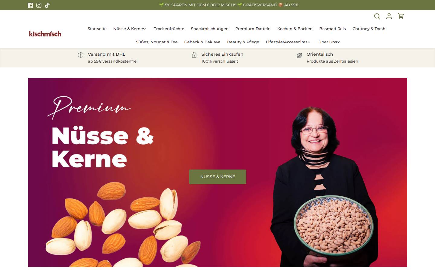 Kischmisch homepage screenshot