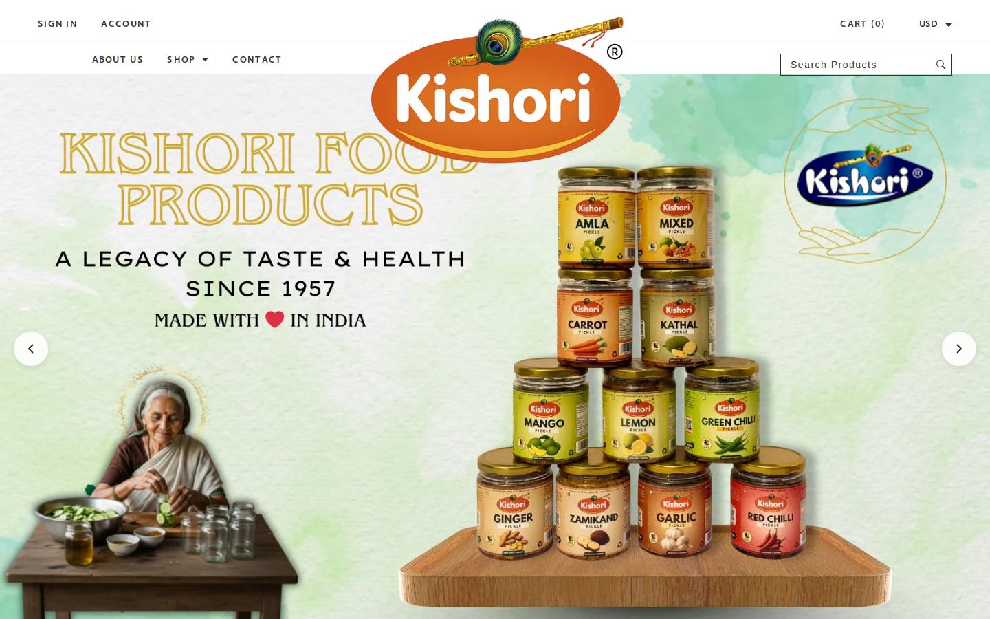 kishorifoodproducts.in homepage screenshot