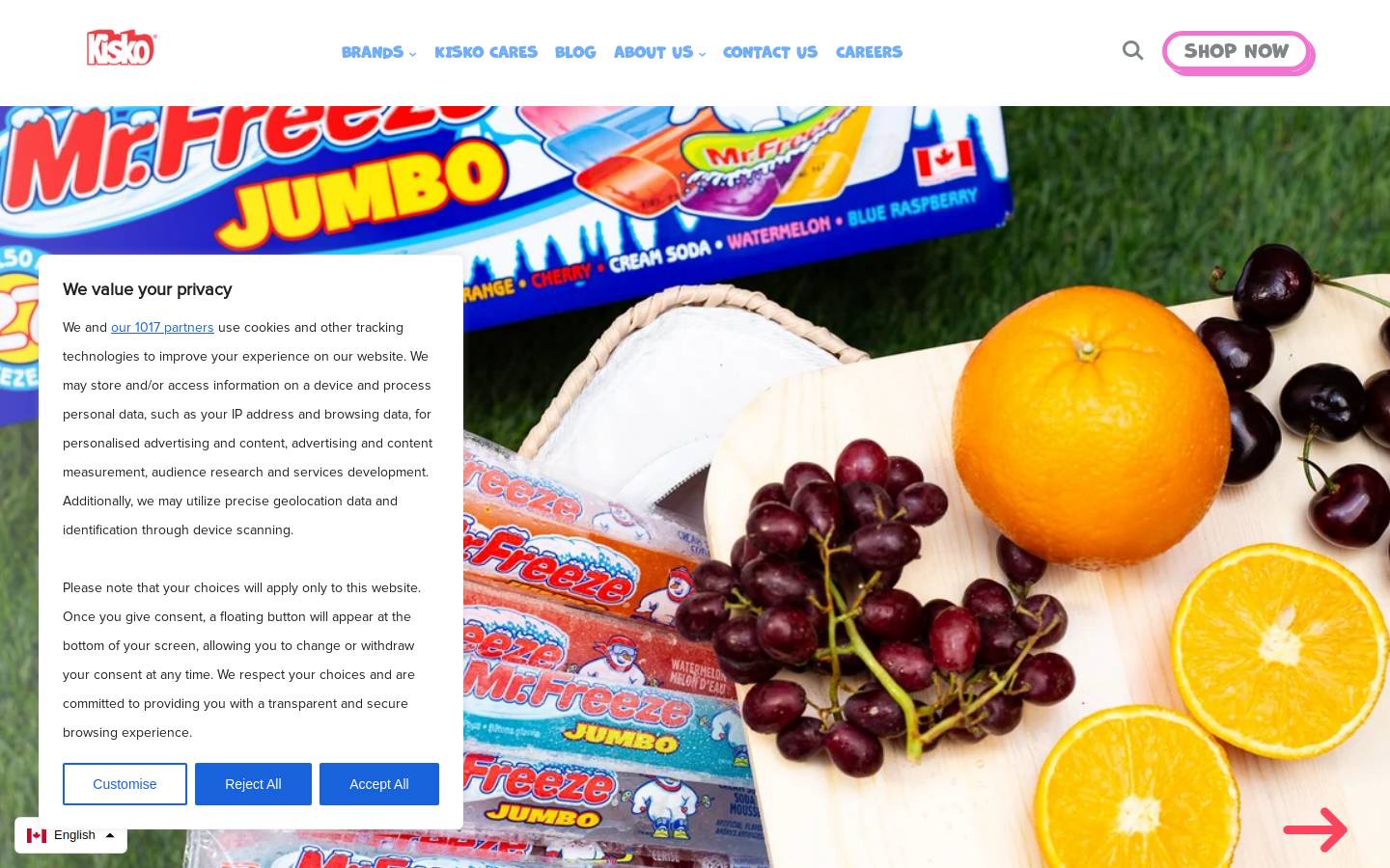 kiskofreezies.com homepage screenshot