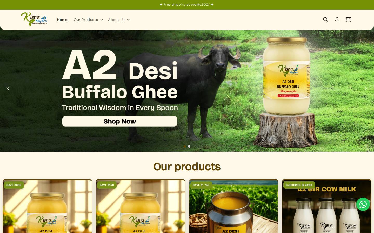 kisnamilkyfarm.com homepage screenshot