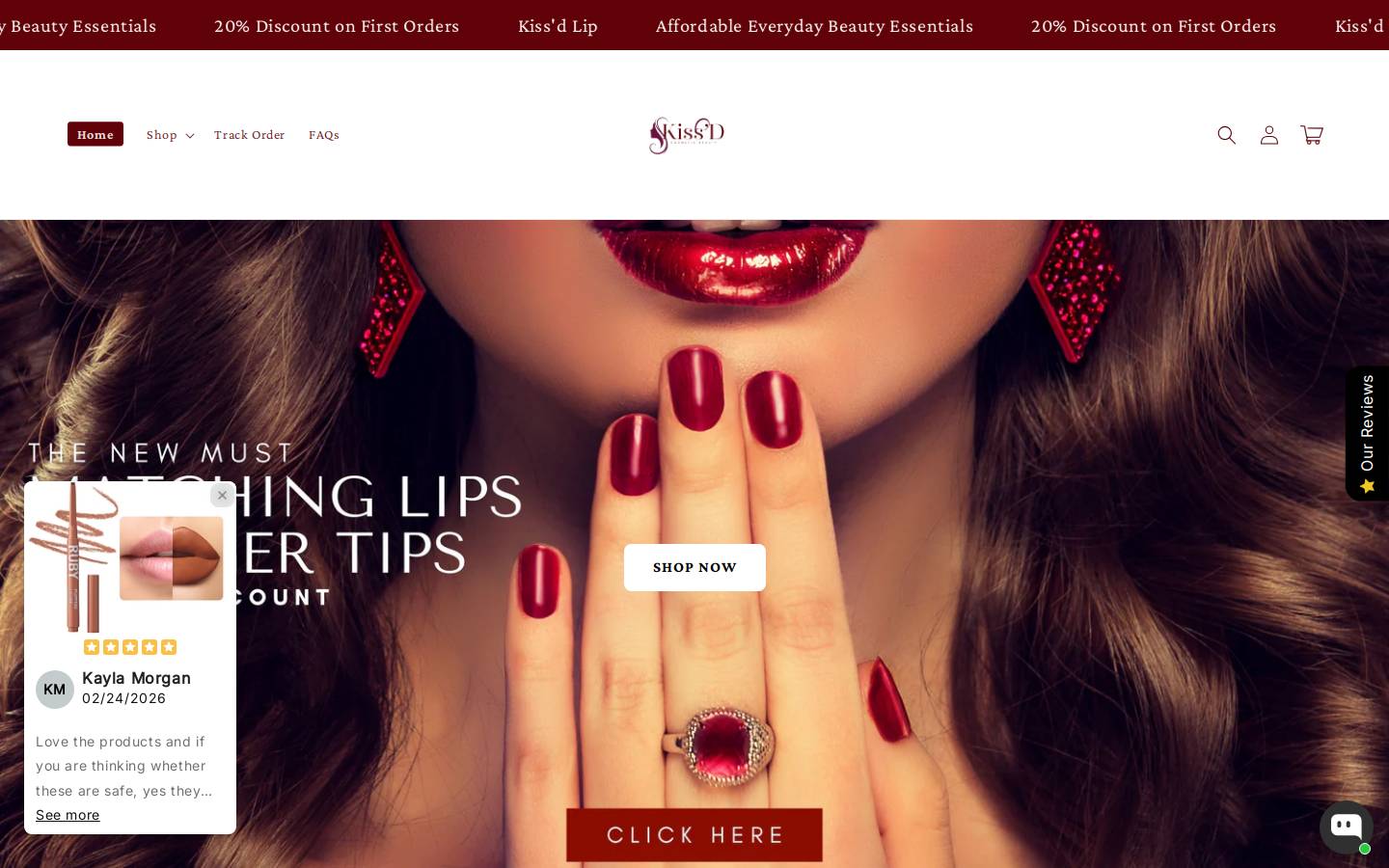kissdlips.com homepage screenshot