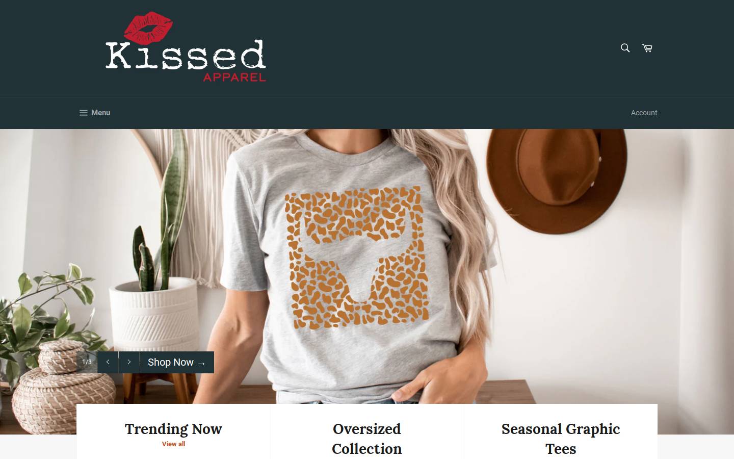 kissedapparel.com homepage screenshot